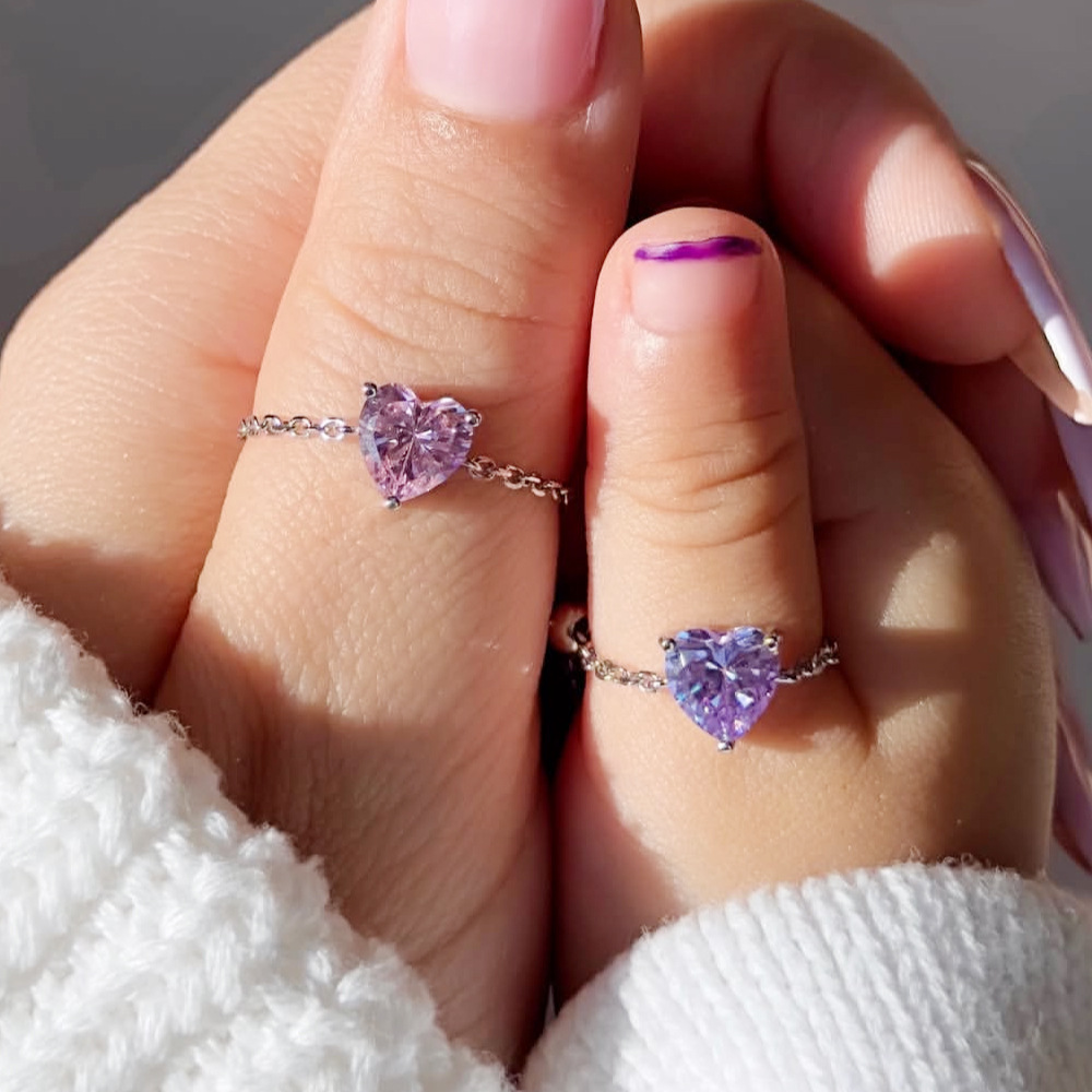 Heart Charm Stretch Chain Ring