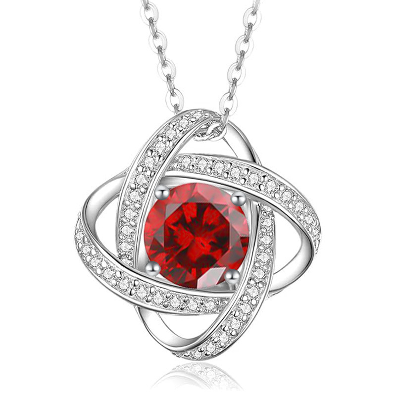 12 Months Birthstone Eternal Heart Four-Leaf Clover -【Necklace】| 925 silver