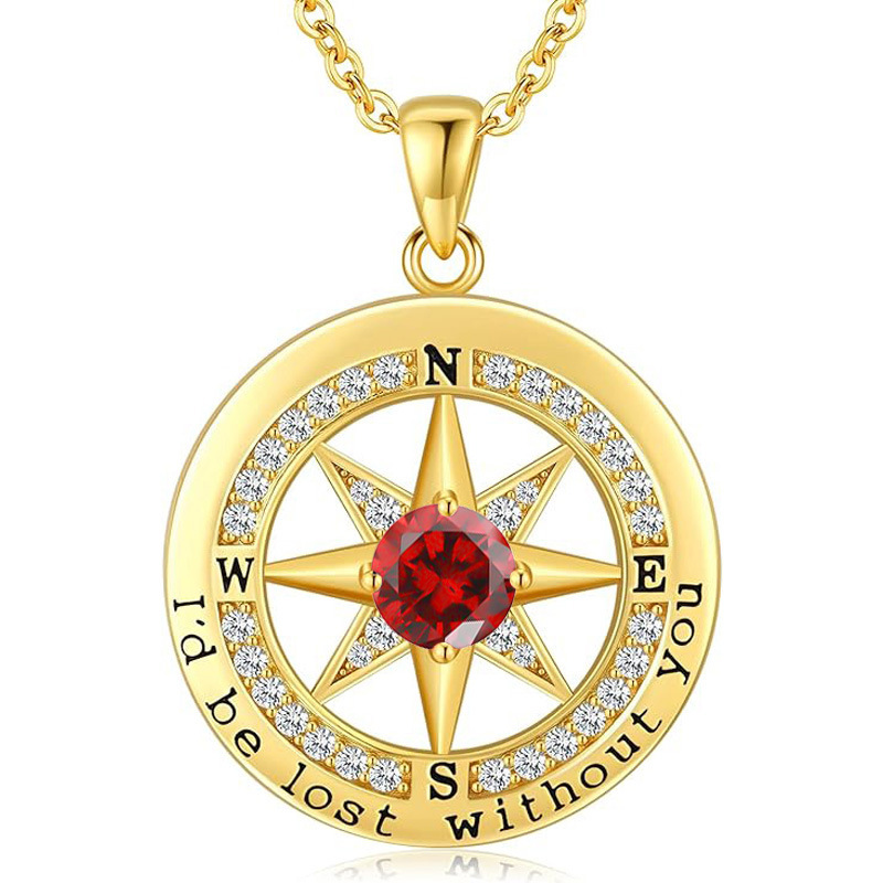 12 Months Birthstone Compass  -【Necklace】| 925 silver