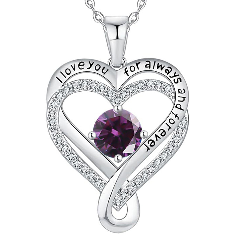 12 Months Birthstone Eternal Heart  -【Necklace】| 925 silver