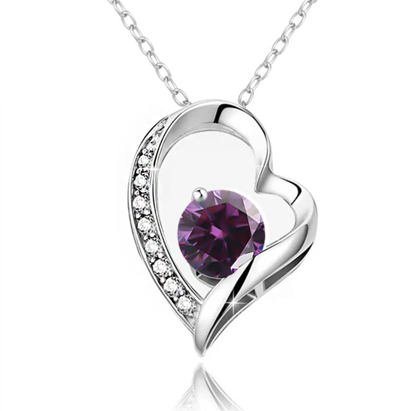 12 Months Birthstone Heart -【Necklace】| 925 silver