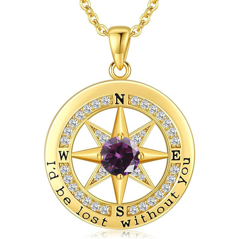 12 Months Birthstone Compass  -【Necklace】| 925 silver