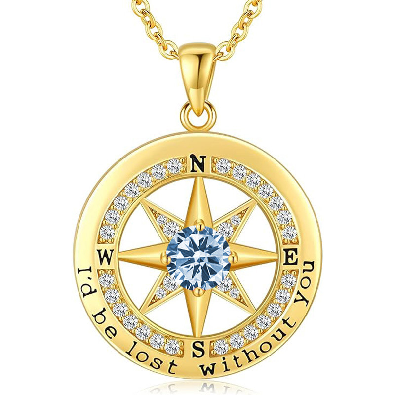 12 Months Birthstone Compass  -【Necklace】| 925 silver