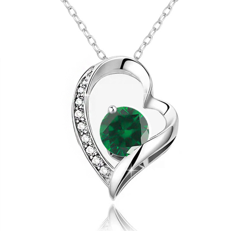 12 Months Birthstone Heart -【Necklace】| 925 silver