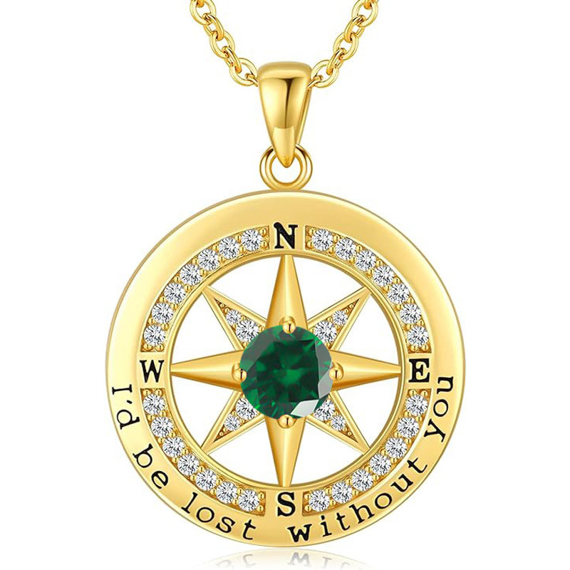 12 Months Birthstone Compass  -【Necklace】| 925 silver