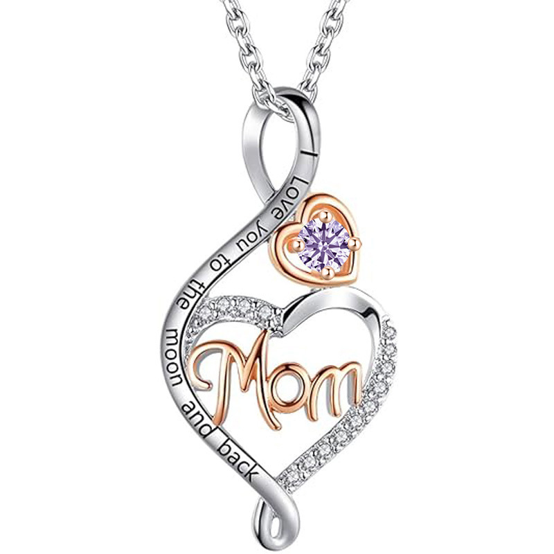 12 Months Birthstone Heart & Mom【necklace】| 925 silver