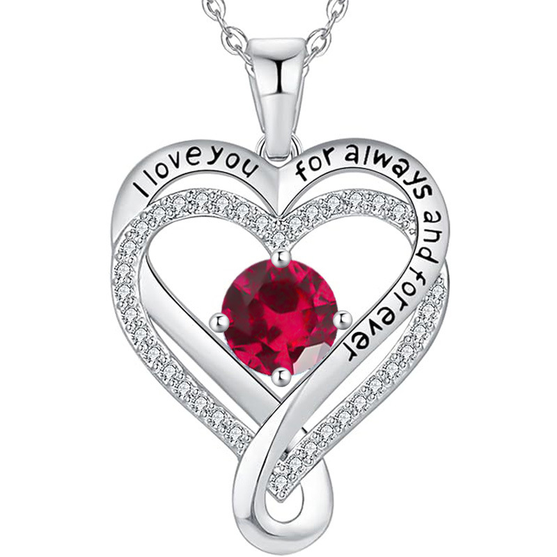 12 Months Birthstone Eternal Heart  -【Necklace】| 925 silver