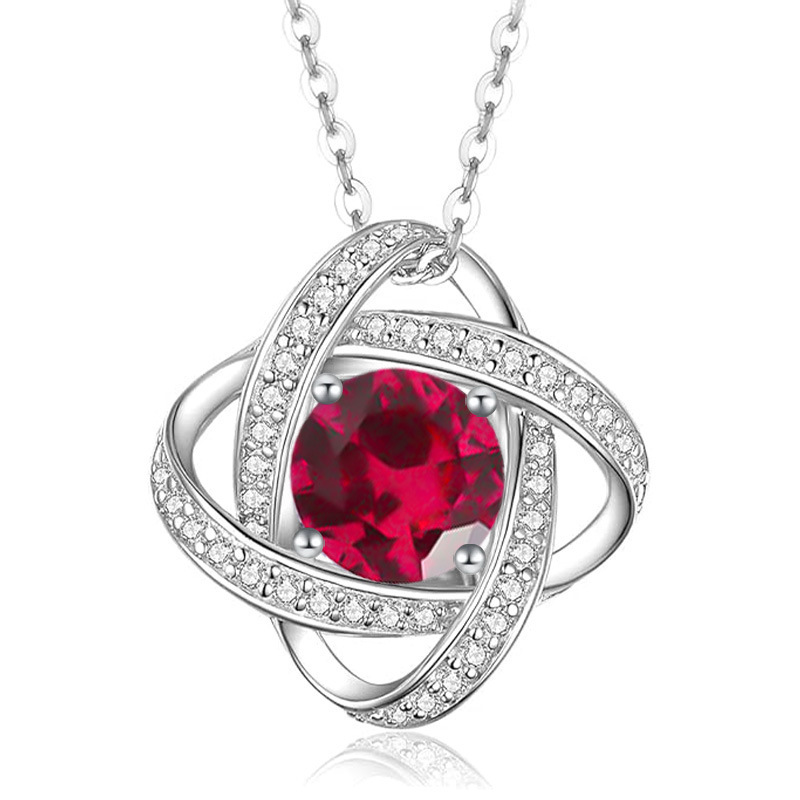 12 Months Birthstone Eternal Heart Four-Leaf Clover -【Necklace】| 925 silver