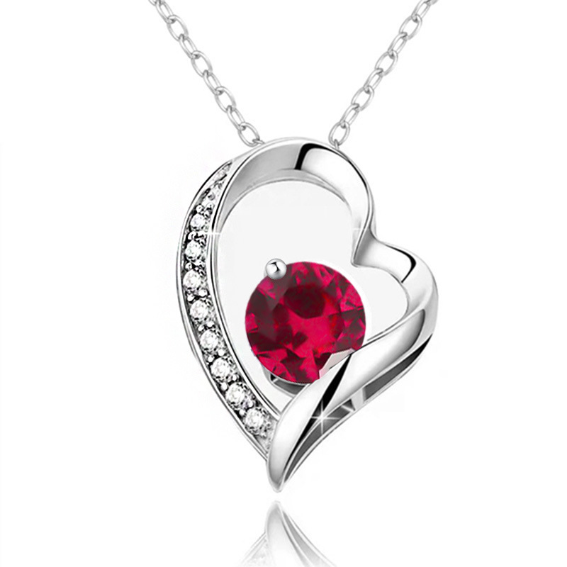 12 Months Birthstone Heart -【Necklace】| 925 silver
