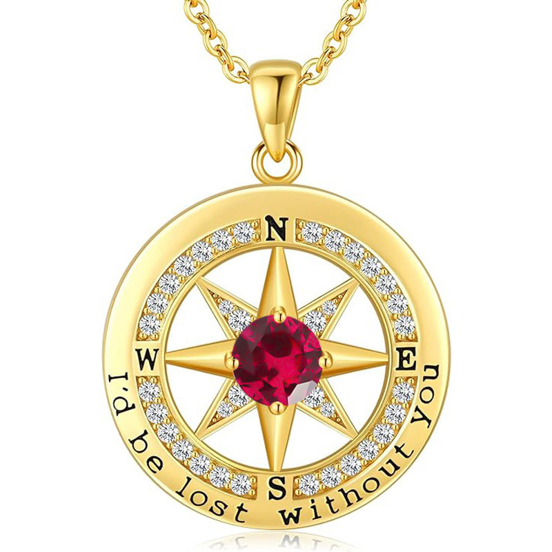 12 Months Birthstone Compass  -【Necklace】| 925 silver