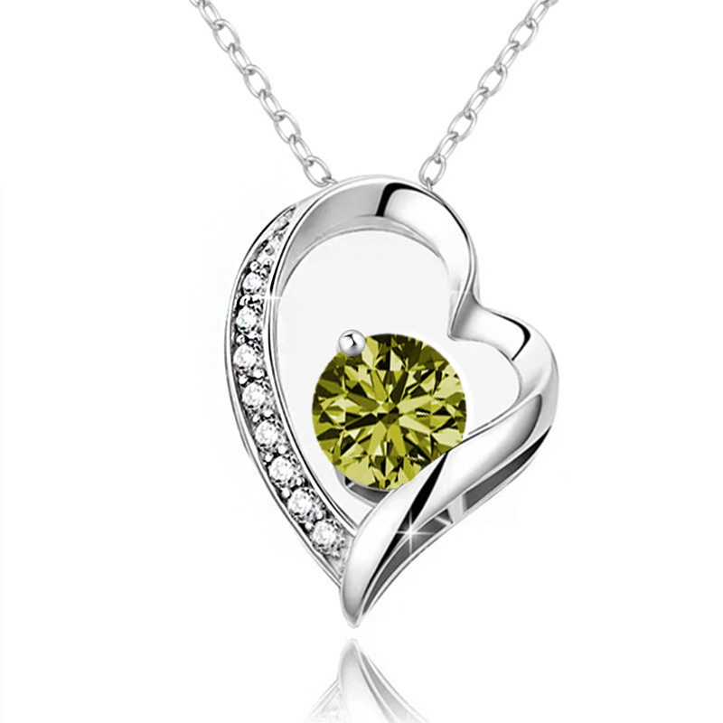 12 Months Birthstone Heart -【Necklace】| 925 silver