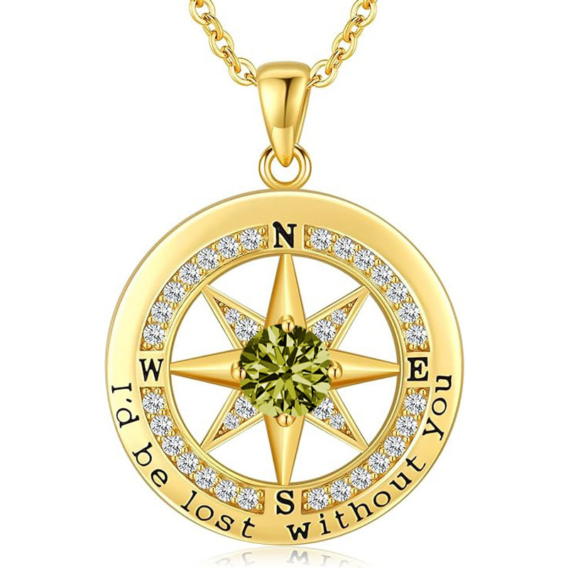 12 Months Birthstone Compass  -【Necklace】| 925 silver