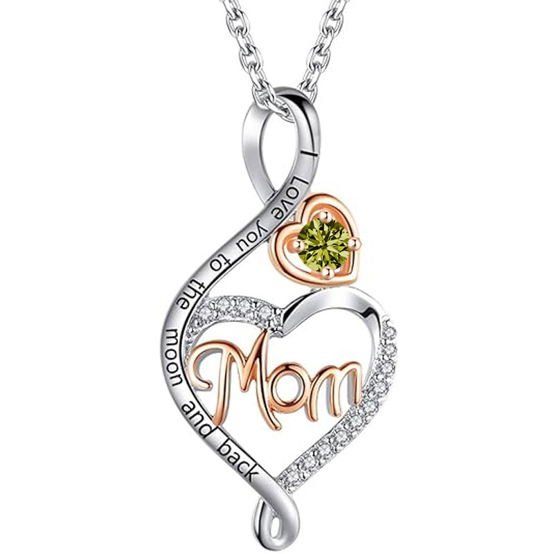 12 Months Birthstone Heart & Mom【necklace】| 925 silver