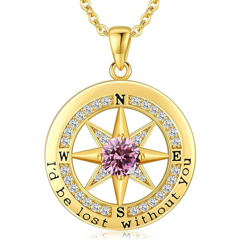 12 Months Birthstone Compass  -【Necklace】| 925 silver