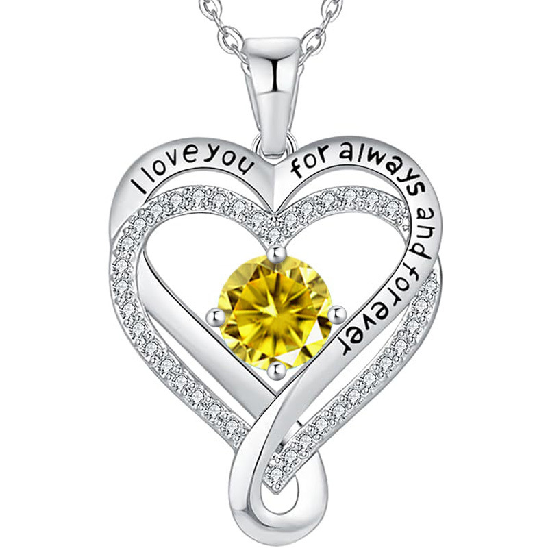 12 Months Birthstone Eternal Heart  -【Necklace】| 925 silver