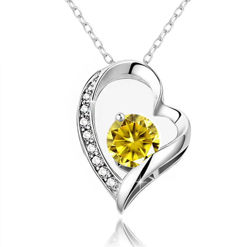 12 Months Birthstone Heart -【Necklace】| 925 silver