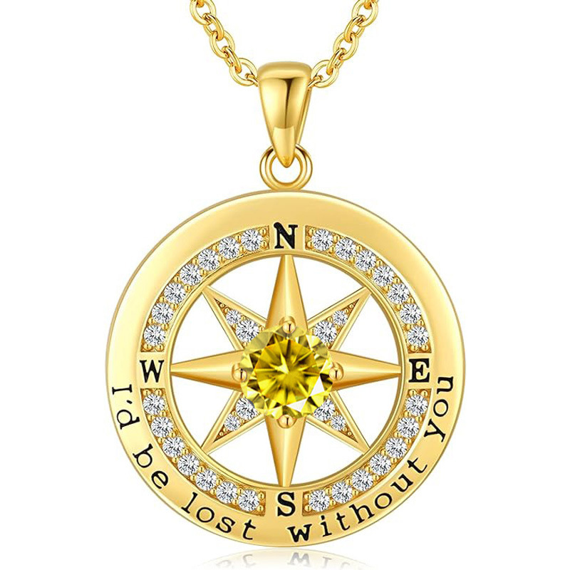12 Months Birthstone Compass  -【Necklace】| 925 silver