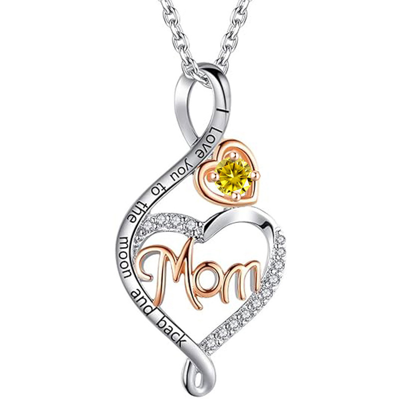 12 Months Birthstone Heart & Mom【necklace】| 925 silver