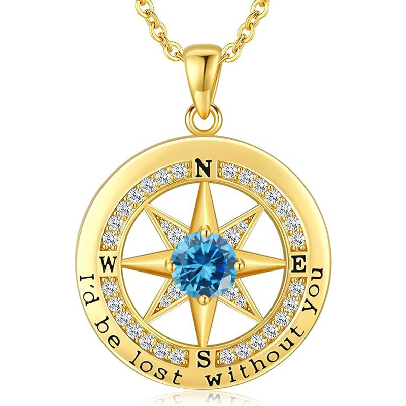 12 Months Birthstone Compass  -【Necklace】| 925 silver