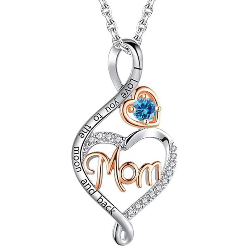 12 Months Birthstone Heart & Mom【necklace】| 925 silver