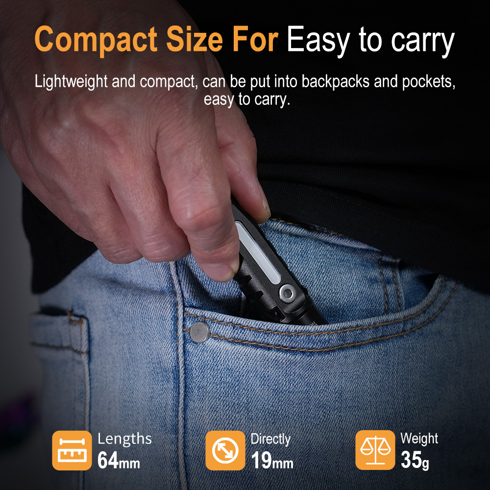 RJ28 Mini LED Flashlight with Multicolor Side Light, 410LM Brightness IP66 Waterproof