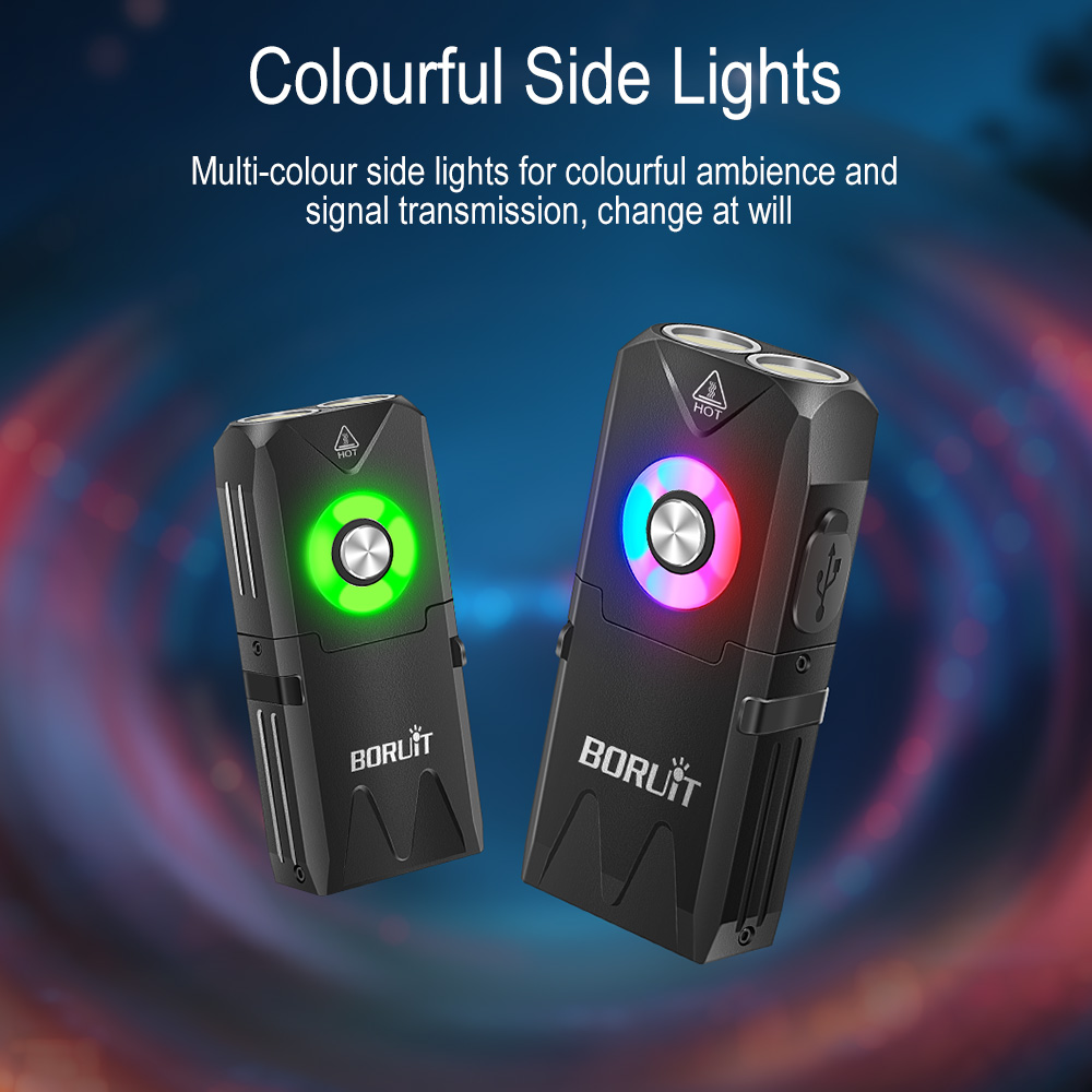 BORUIT EV25 Keychain Flashlight, 650LM, USB-C, IP66 Waterproof