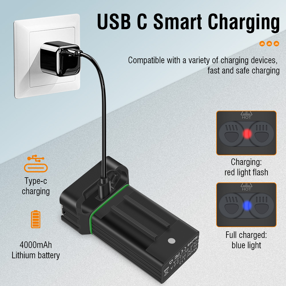 BORUiT L13 Super Bright Bike Front Light 900 LM Type-C Rechargeable Bicycle Lights
