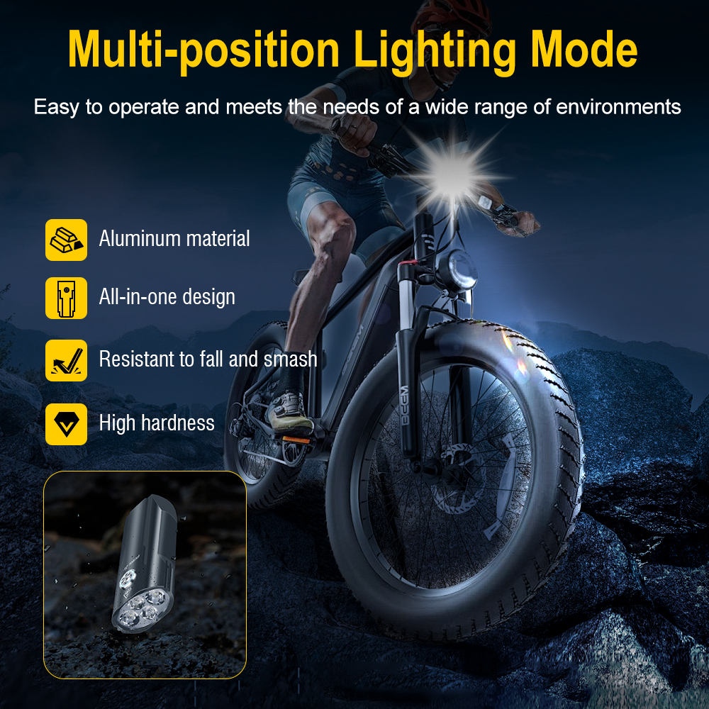 BORUiT LD14 Super Bright Two-Lamp Bicycle Light Aluminum Alloy High and Low Beam Switch