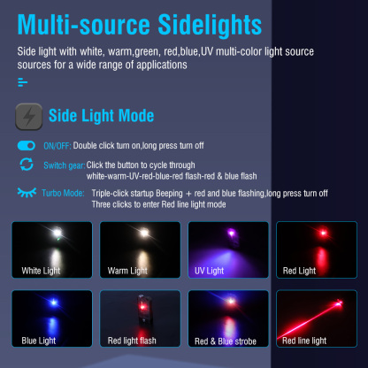 BORUiT V10L 1000LM Mini Keychain Flashlight with Red Laser Type-C Charging