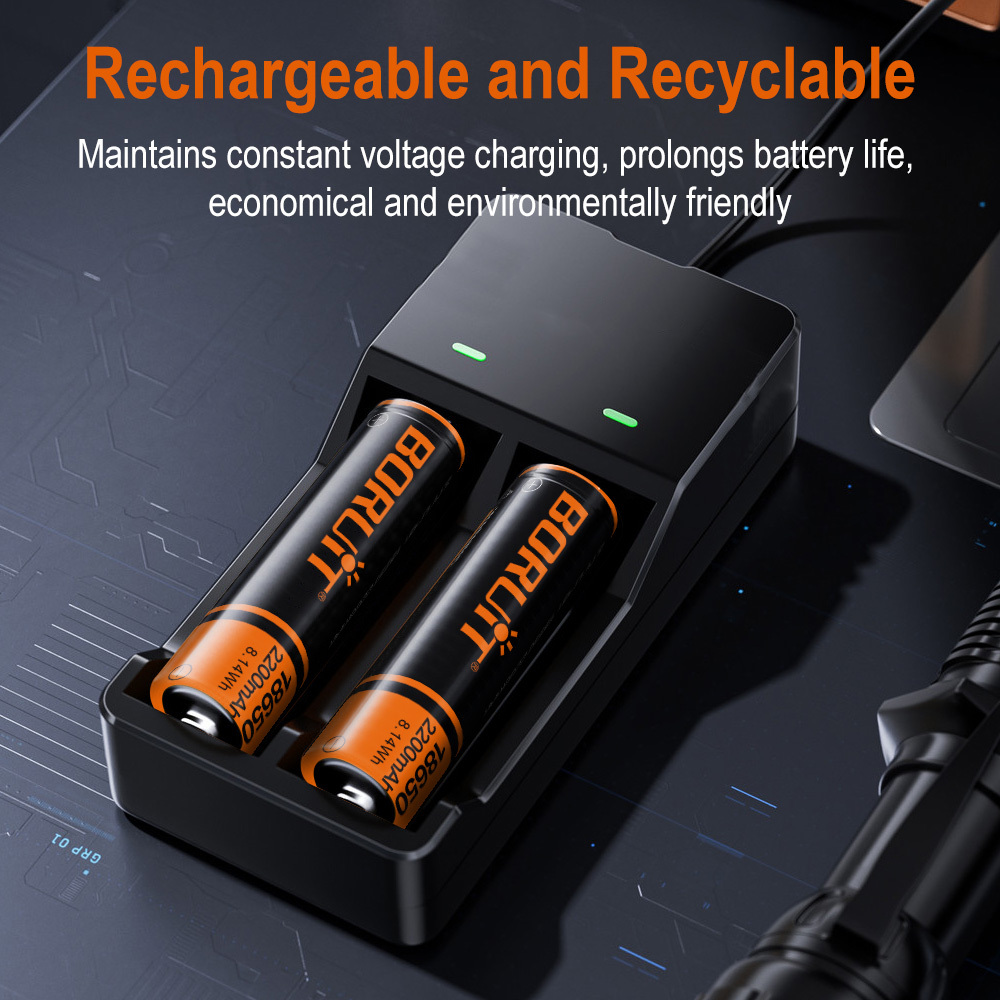BORUiT High-Performance 18650 Lithium-Ion 2200mah Battery