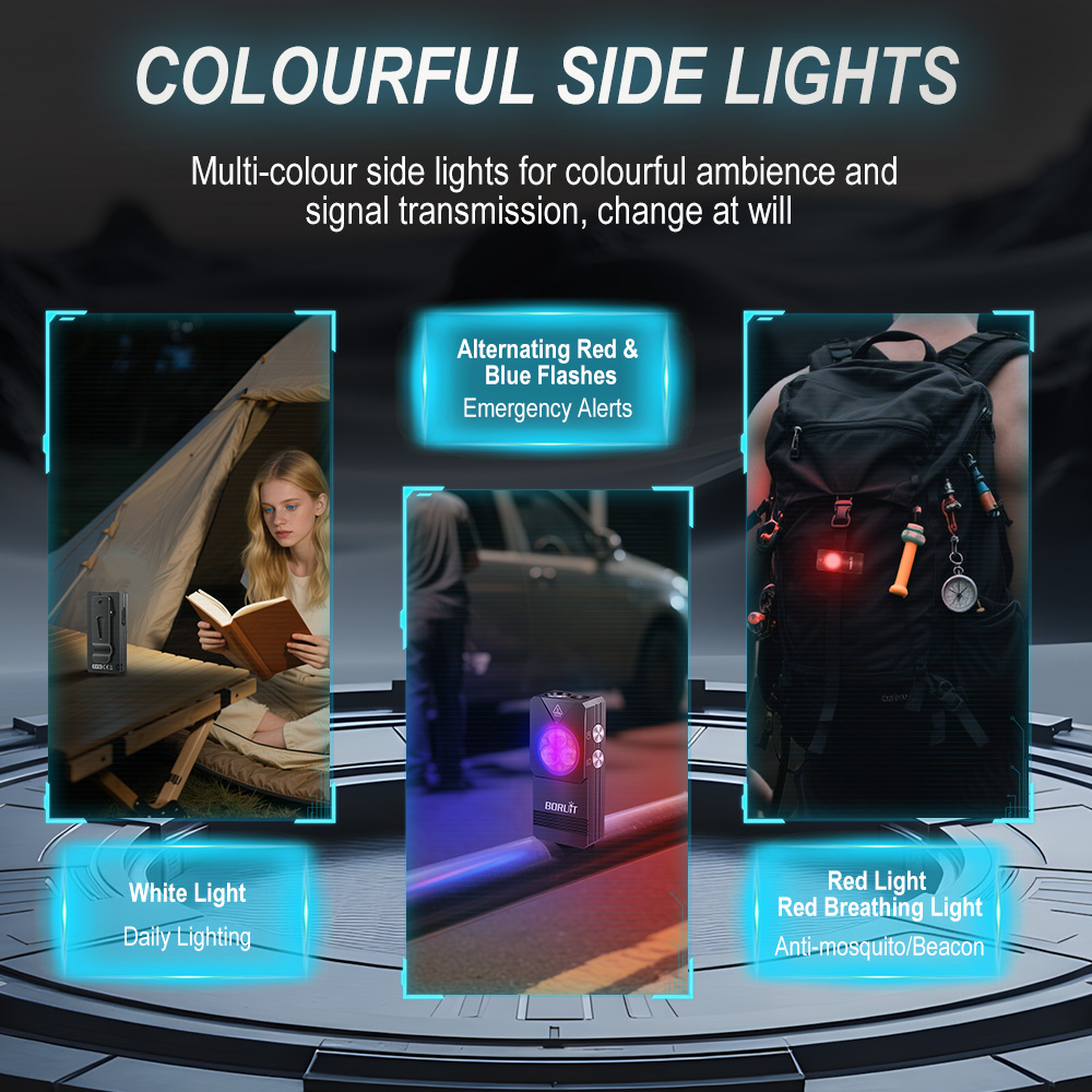 BORUiT EV30 Multi-Color LED Flashlight with Long Battery Life