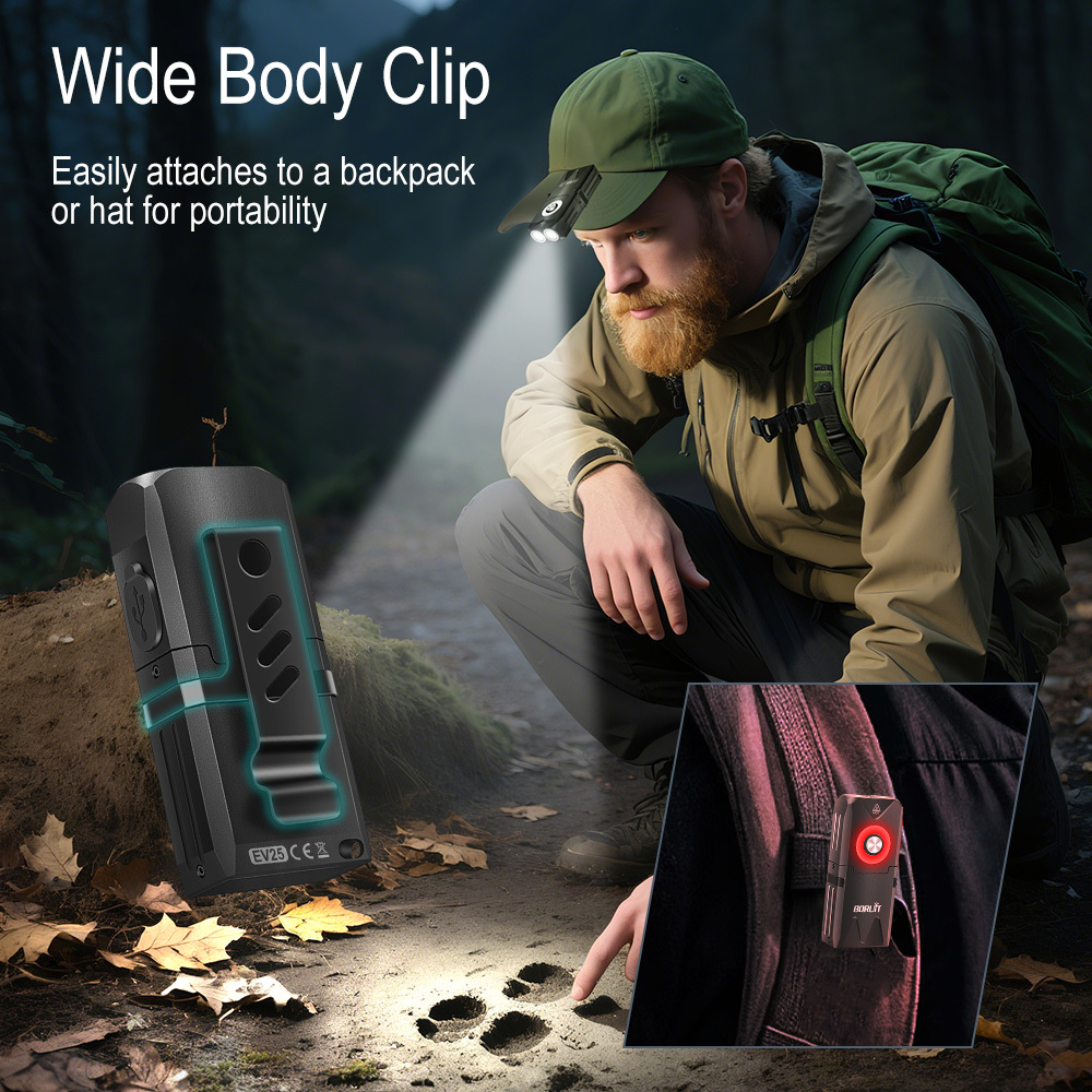 BORUIT EV25 Keychain Flashlight, 650LM, USB-C, IP66 Waterproof