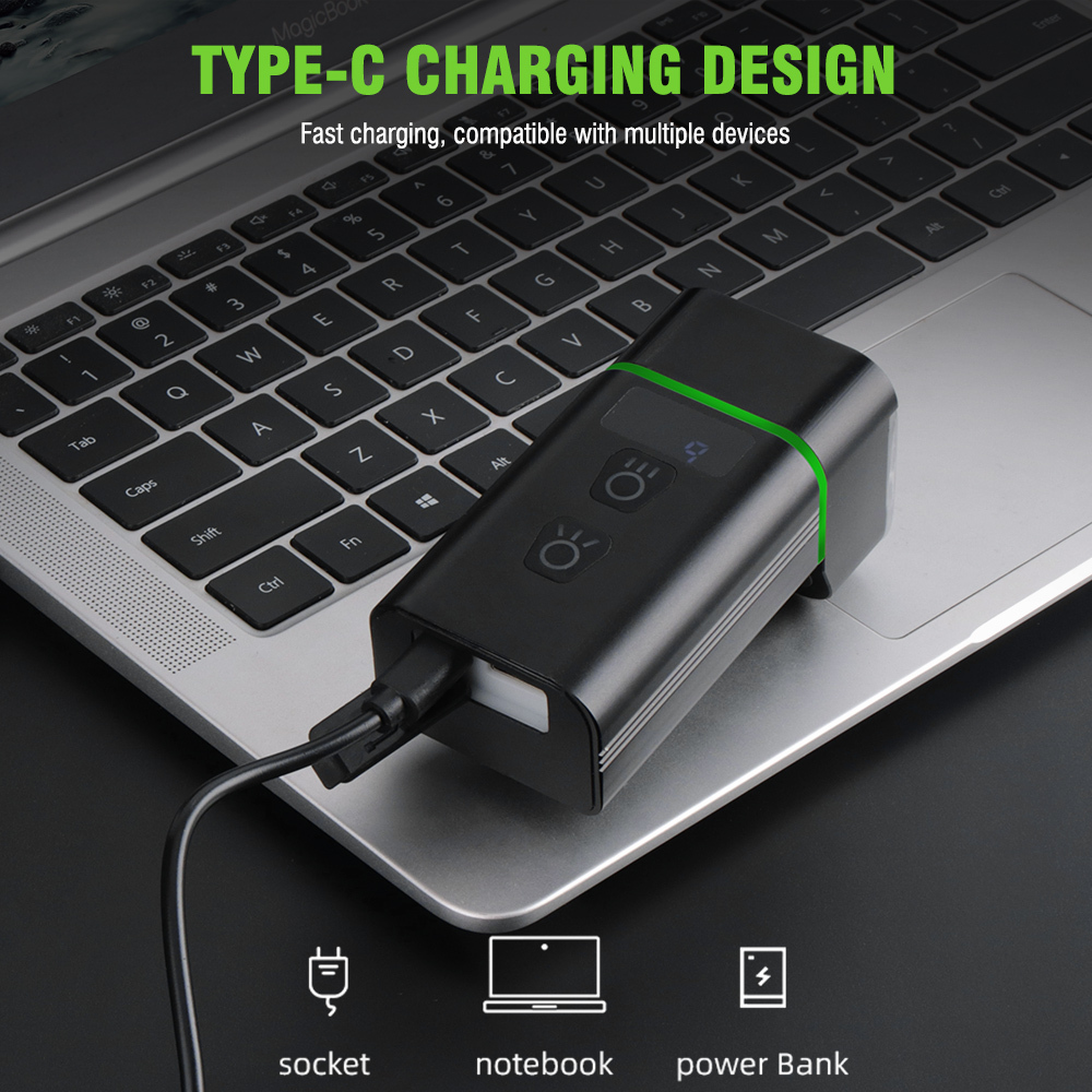 BORUiT L10 Super Bright Bike Front Light with T6 LEDs Type-C Rechargeable Bicycle Lights