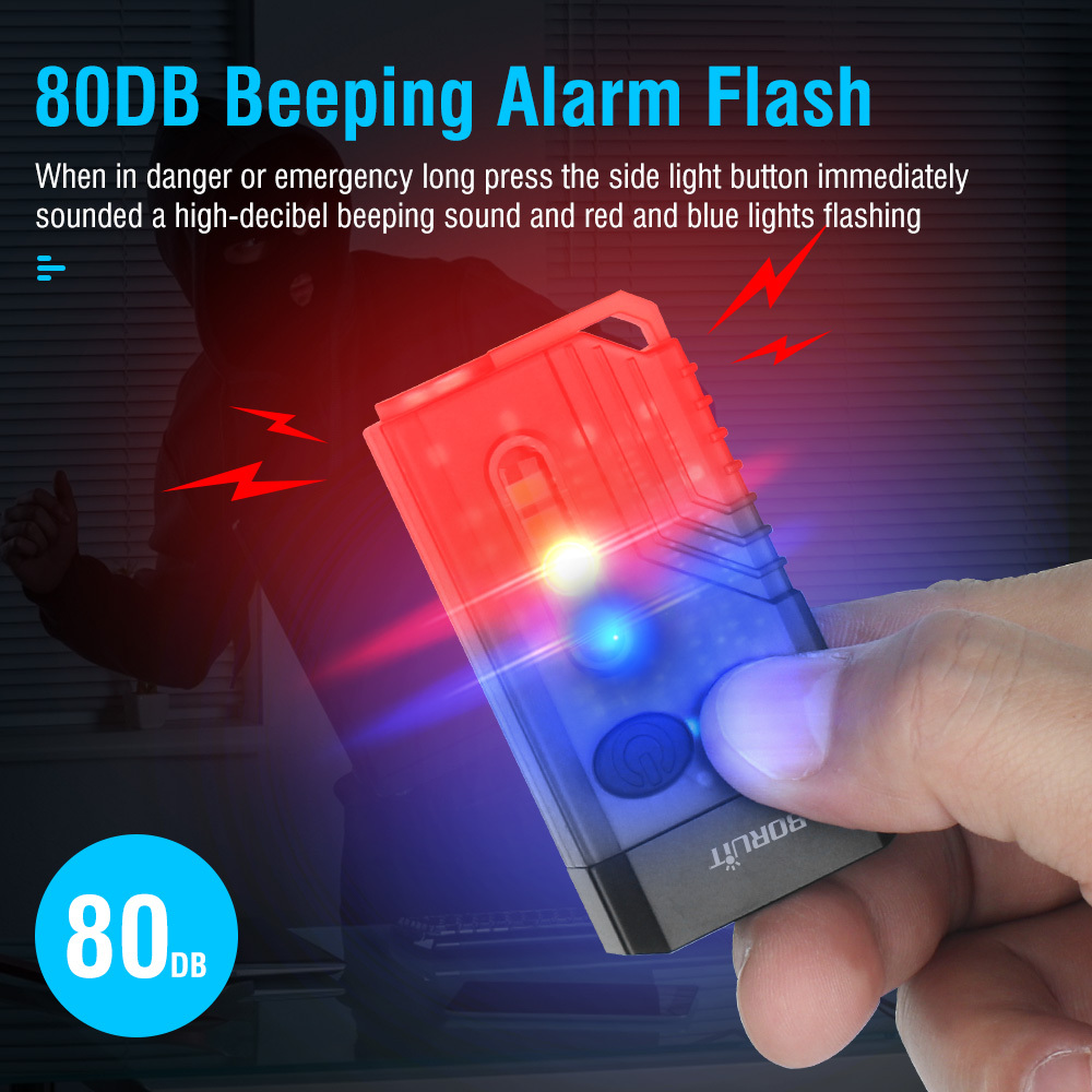 BORUiT V10L 1000LM Mini Keychain Flashlight with Red Laser Type-C Charging