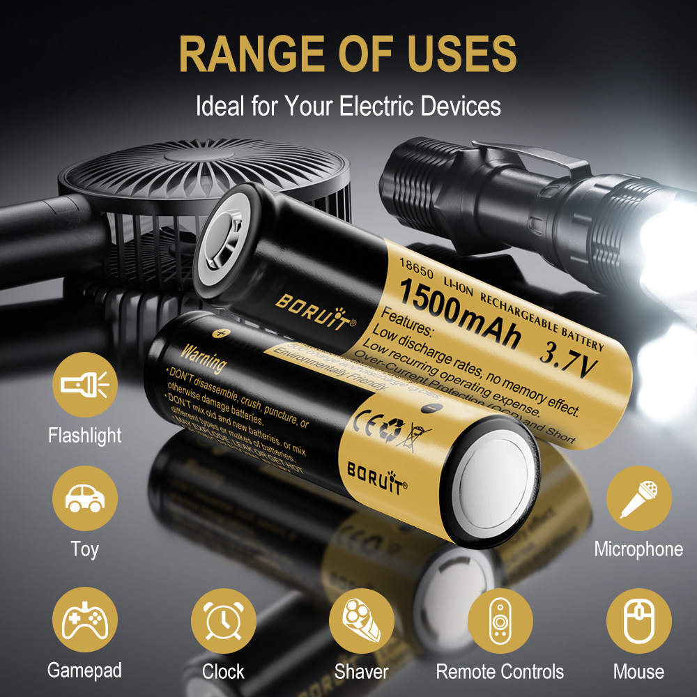 BORUiT High-Performance 18650 4000mAh Battery Stable Output Long-Lasting Power