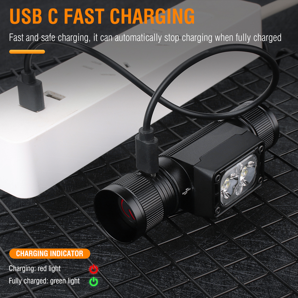 BORUiT HP340 Powerful LED Headlamp Type-C Rechargesble Headlight