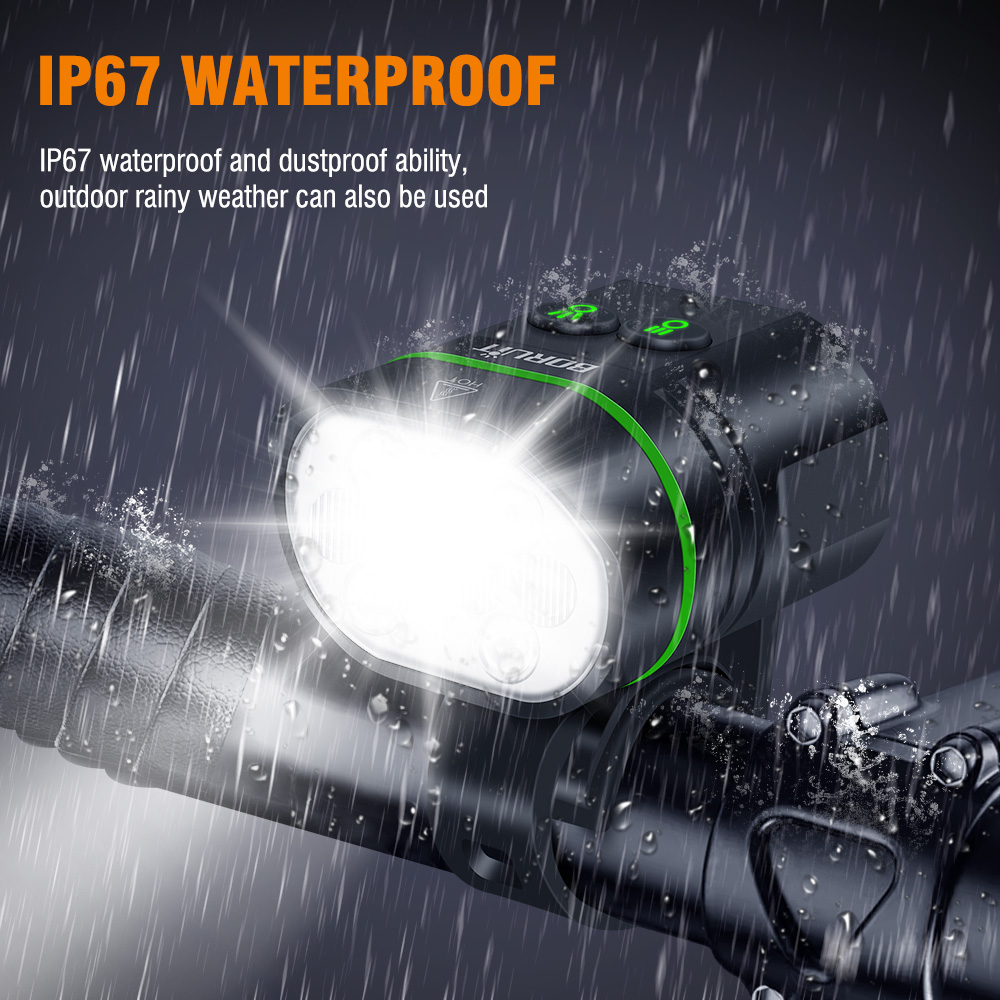 BORUiT L5 8-LED High-Brightness Bike Front Light Type-C IP67 Waterproof Bicycle Light