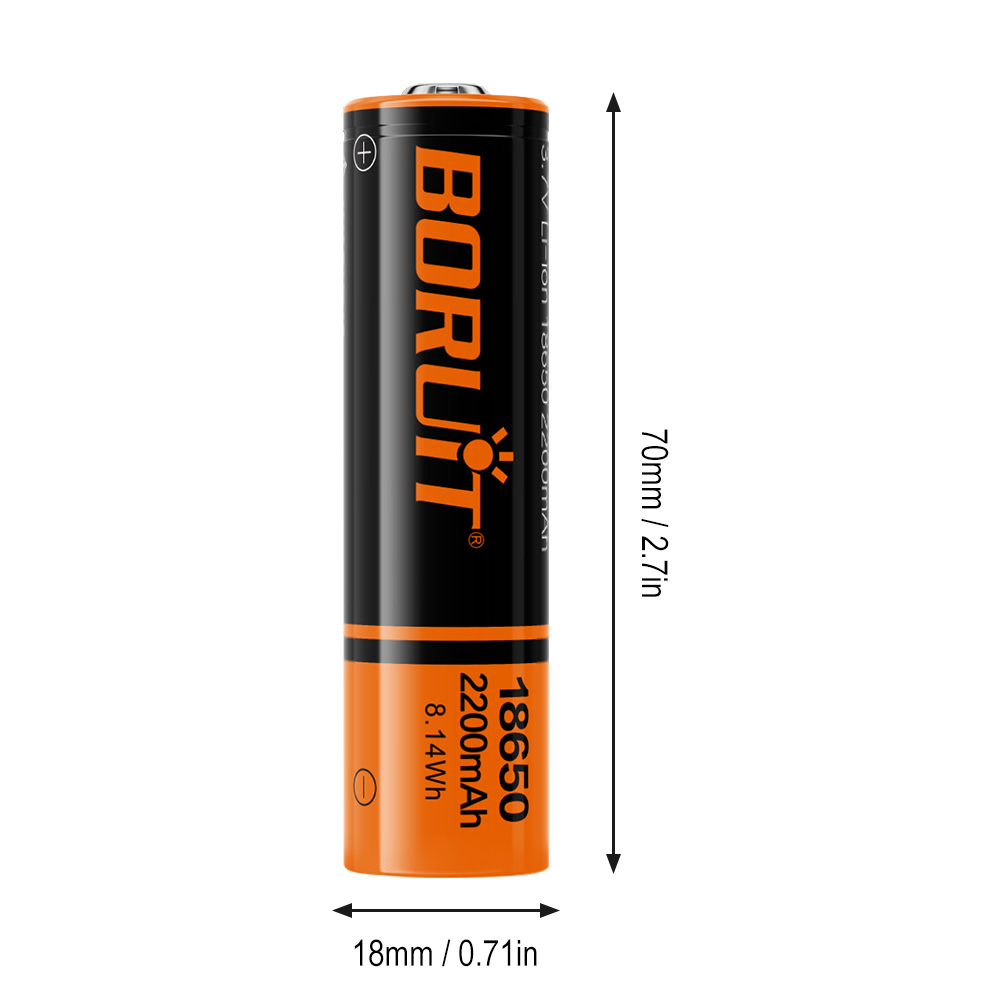 BORUiT High-Performance 18650 Lithium-Ion 2200mah Battery