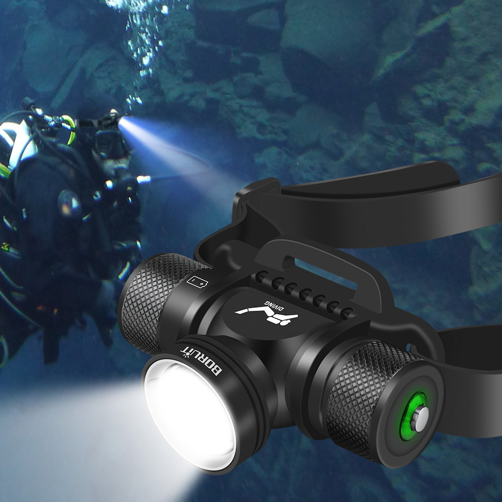 BORUiT HP900 LED Powerful Scuba Diving Headlamp Underwater 60M 21700 Battery Dive Head Torch