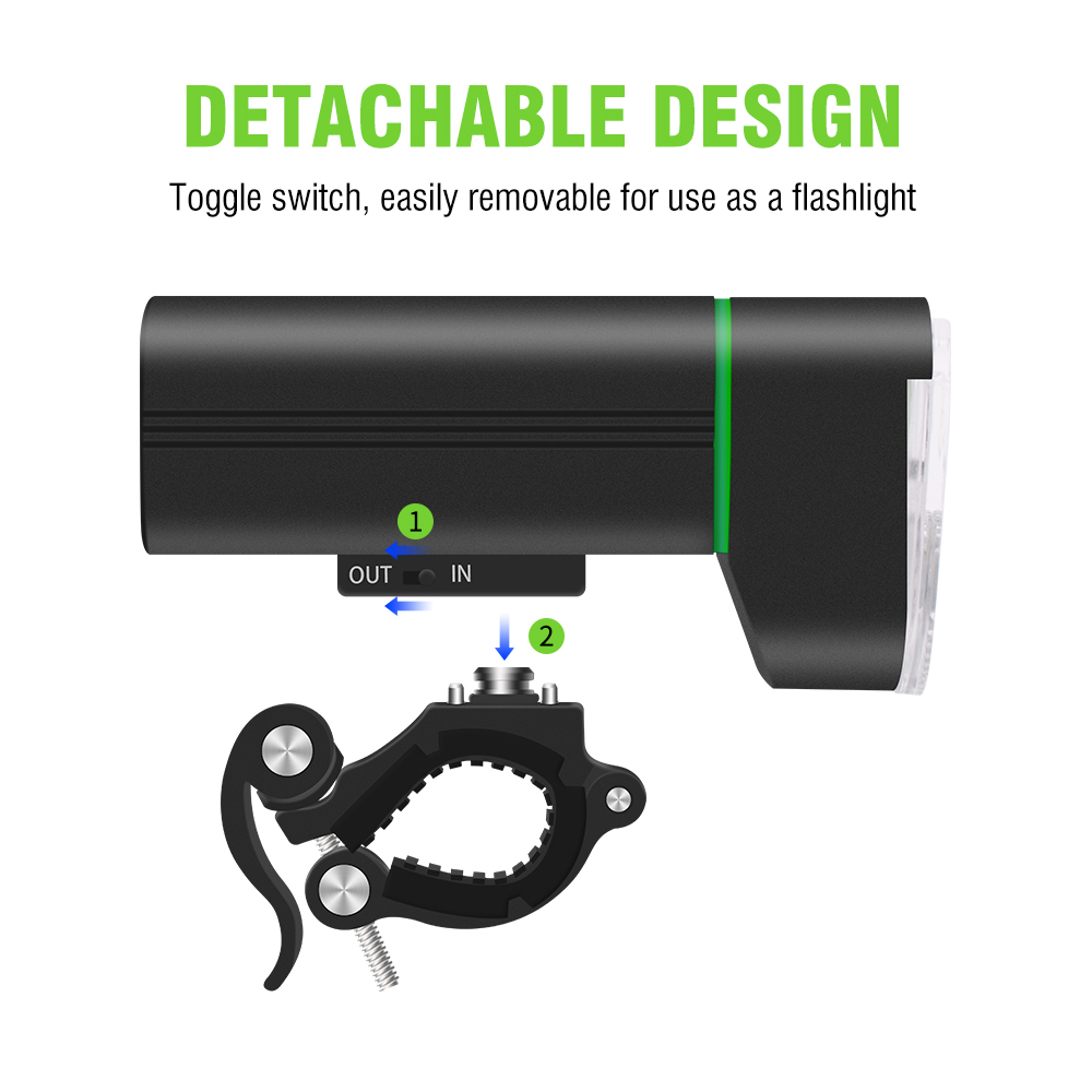 BORUiT L10 Super Bright Bike Front Light with T6 LEDs Type-C Rechargeable Bicycle Lights