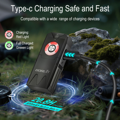 BORUIT EV25 Keychain Flashlight, 650LM, USB-C, IP66 Waterproof
