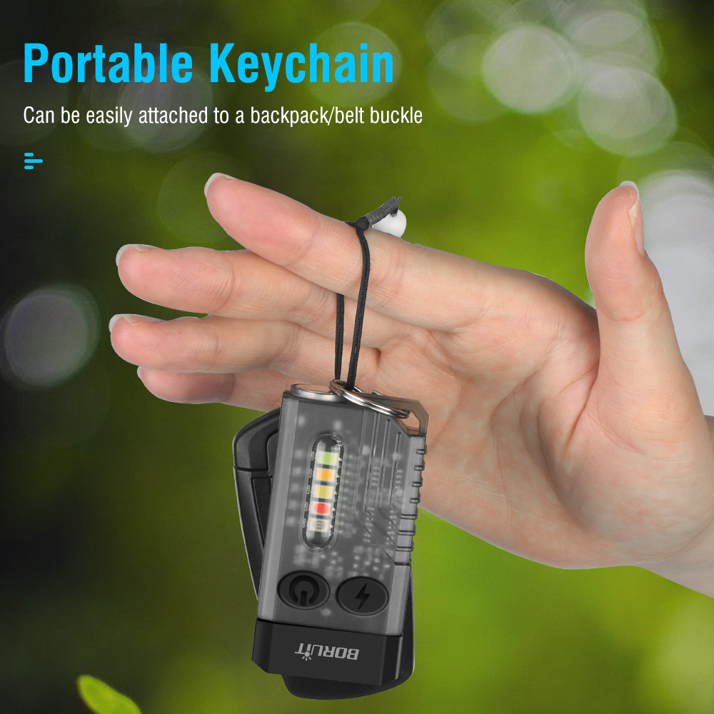 BORUiT V10L 1000LM Mini Keychain Flashlight with Red Laser Type-C Charging