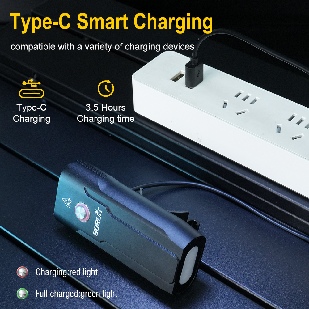 LD12 two-light bicycle light, aluminum alloy, high and low beam switch, IP67 waterproof, Type-C charging, 100 meters illumination distance