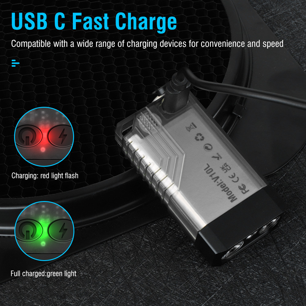 BORUiT V10L 1000LM Mini Keychain Flashlight with Red Laser Type-C Charging