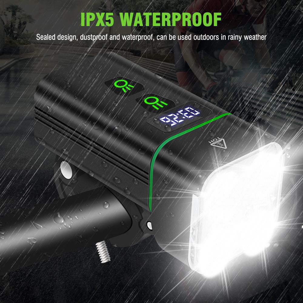 BORUiT L10 Super Bright Bike Front Light with T6 LEDs Type-C Rechargeable Bicycle Lights