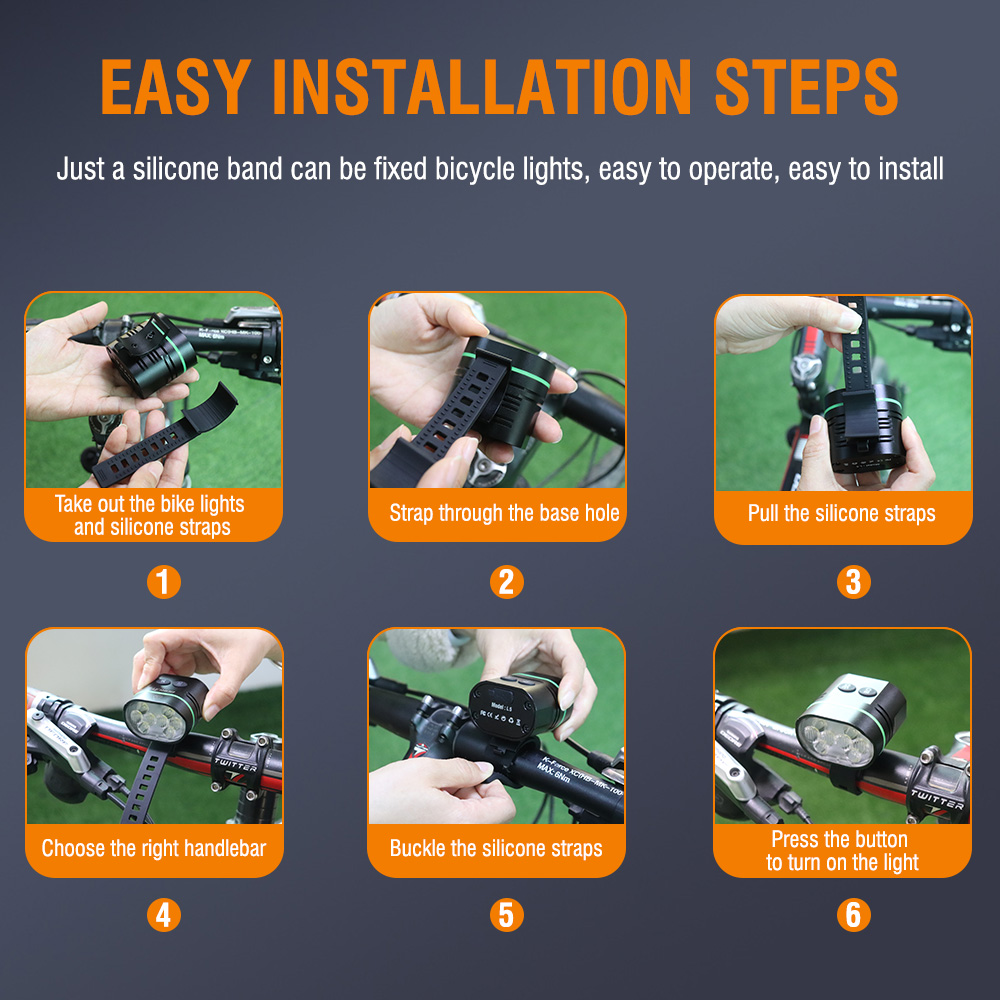 BORUiT L5 8-LED High-Brightness Bike Front Light Type-C IP67 Waterproof Bicycle Light