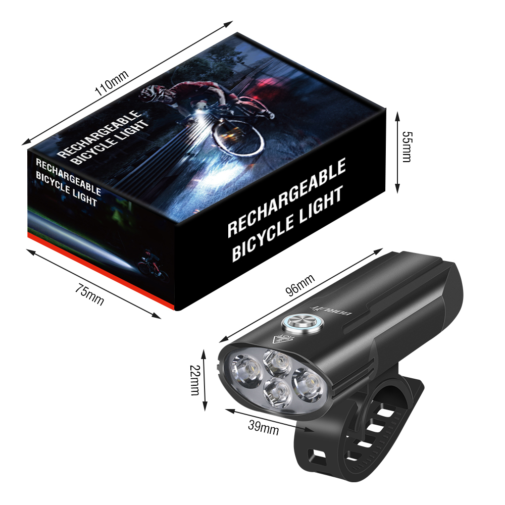 BORUiT LD14 Super Bright Two-Lamp Bicycle Light Aluminum Alloy High and Low Beam Switch