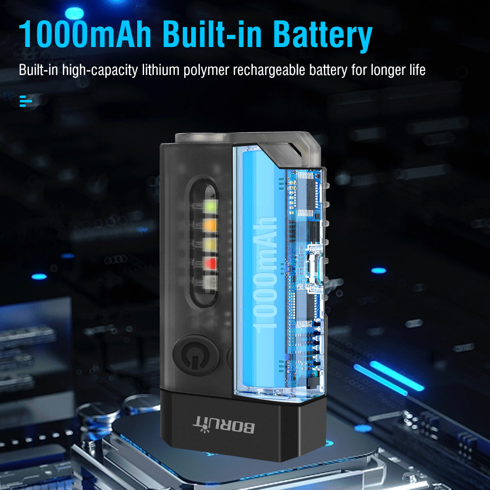 BORUiT V10L 1000LM Mini Keychain Flashlight with Red Laser Type-C Charging