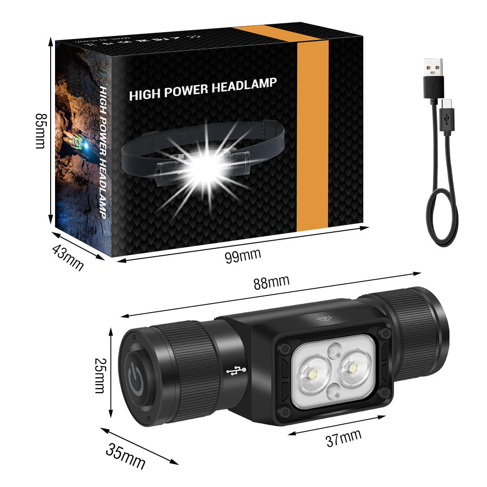 BORUiT HP340 Powerful LED Headlamp Type-C Rechargesble Headlight