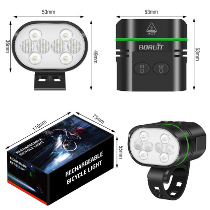 BORUiT L5 8-LED High-Brightness Bike Front Light Type-C IP67 Waterproof Bicycle Light